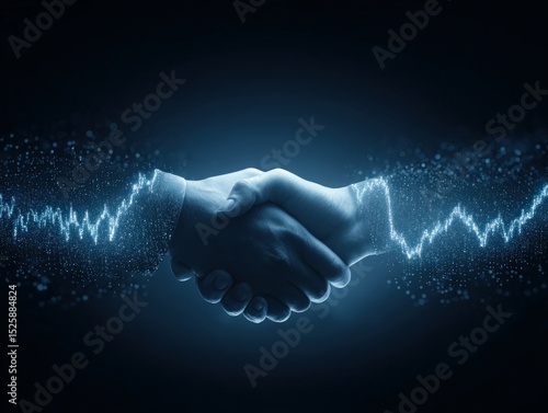Business partnership agreement digital environment conceptual image collaborative interaction futuristic viewpoint