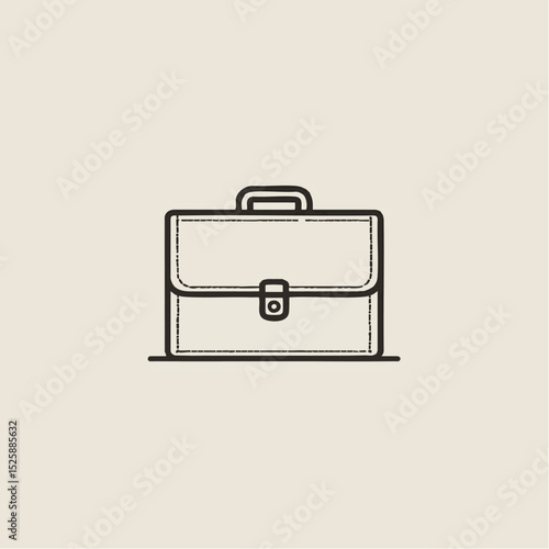 A briefcase with a handle is depicted with heavy textured outlines