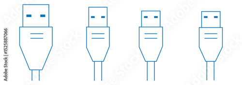 Vector usb flash drive vector icon. Usb icon set. USB cable icon. 