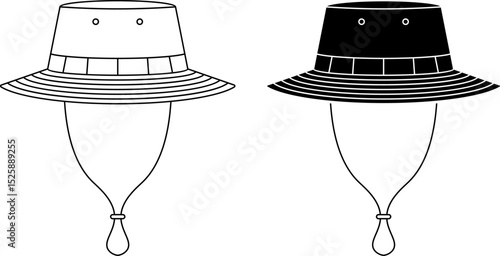 front view boonie hat or booney hat icon set
