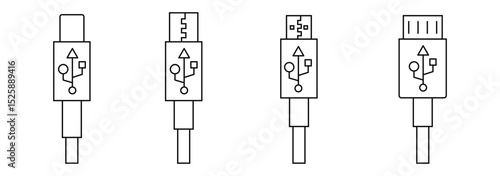USB icon set, USB flash drive symbol.  usb flash drive vector icon.