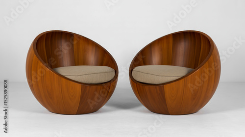 A product photograph of two identical modern spherical chairs against a plain white background.