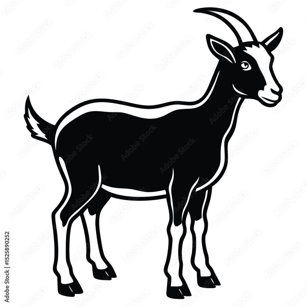 Obraz premium silhouette goat on white background