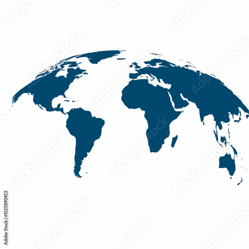 Blue curved World map contours on white background. Made for world news and articles.