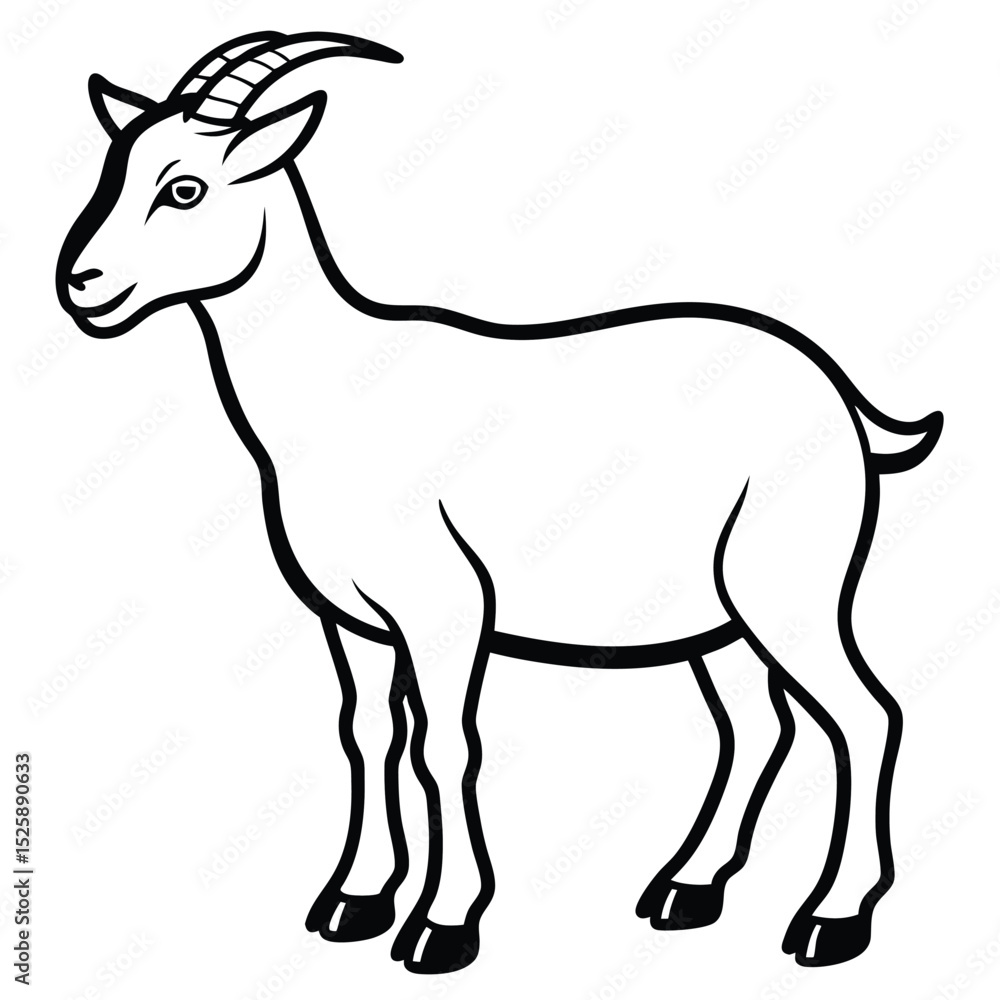 Fototapeta premium silhouette goat on white background