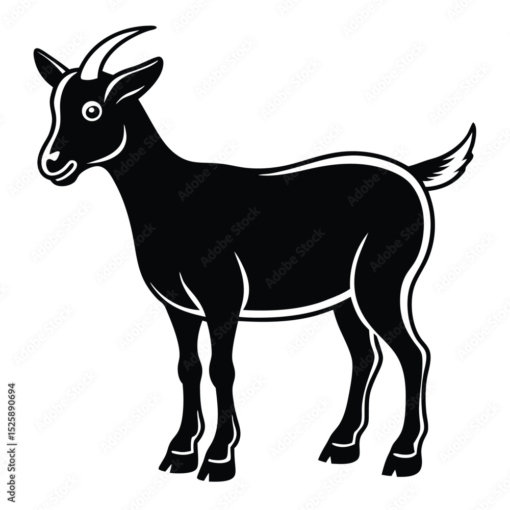 Fototapeta premium silhouette goat on white background