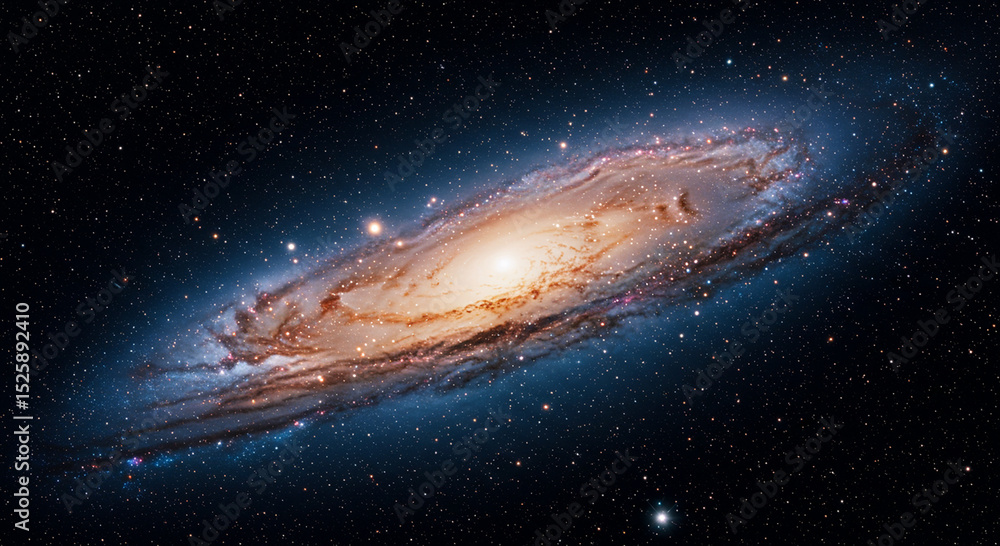 Fototapeta premium Spectacular Image of a Spiral Galaxy in Space Surrounded by Stars and Nebulae