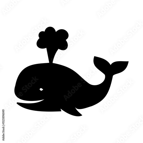 silhouette whale icon. Silhouette icon style. Animal icon