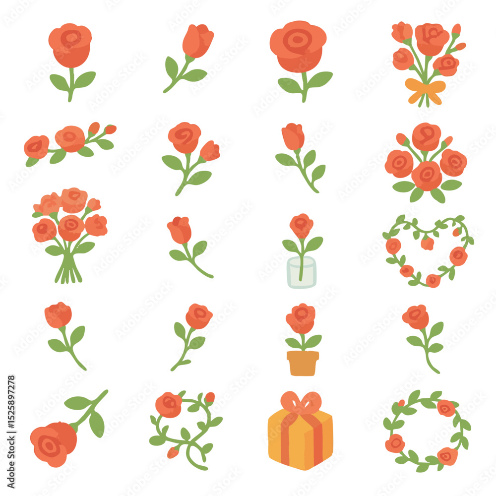 custom made wallpaper toronto digital장미 꽃 일러스트 세트 그림