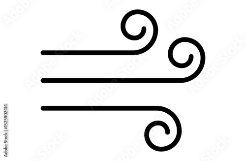 風アイコン – 強風や天気を表すシンプルな線画デザイン