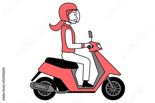 原付バイクを運転する若い女性
