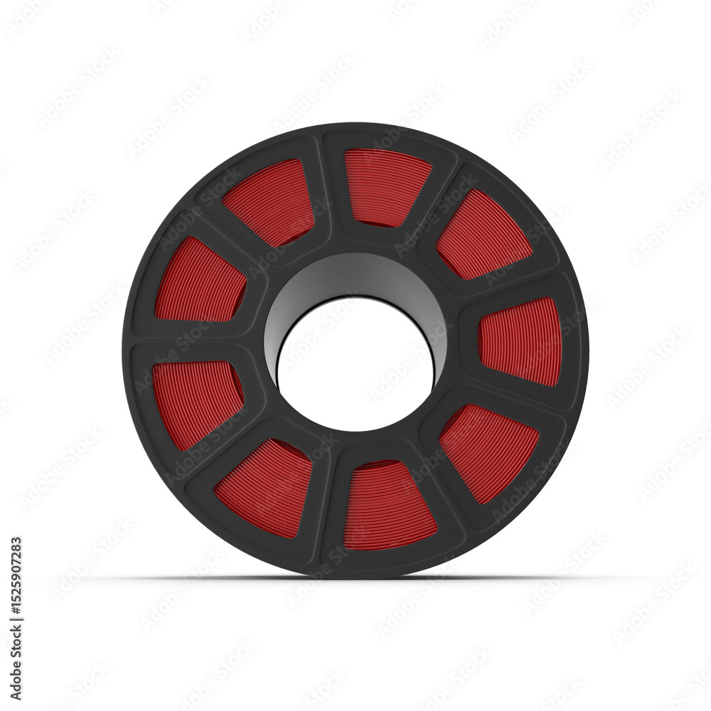 Fototapeta premium Red 3D Printer Filament Spool for FDM Printing Isolated on Transparent Background