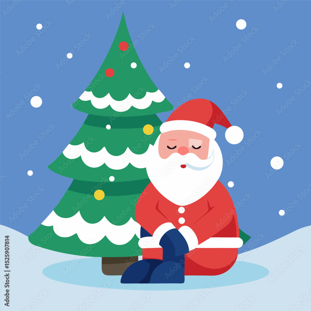 vector-illustration-of-santa-resting-under-a-snowy vector-illustration-of-santa-resting-under-a-snowy