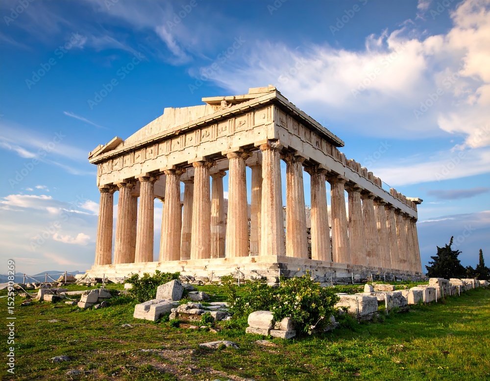 Fototapeta premium Ancient Greek temple under a vibrant sky