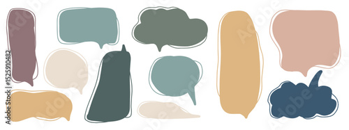 Creative balloon speech bubbles with crayon illustrations for artistic projects