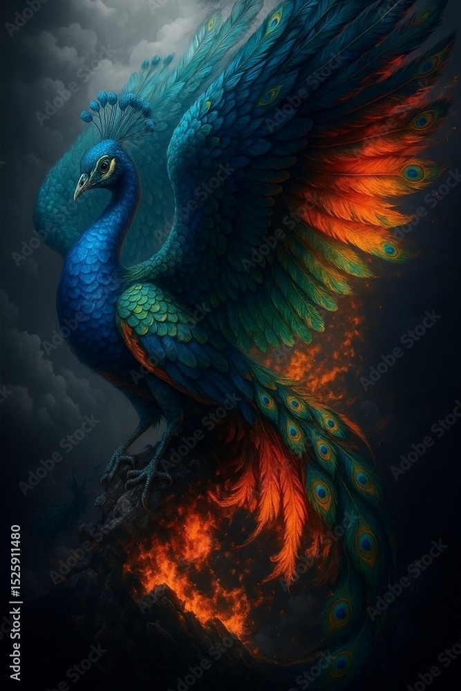 Obraz premium peacock feather on black background