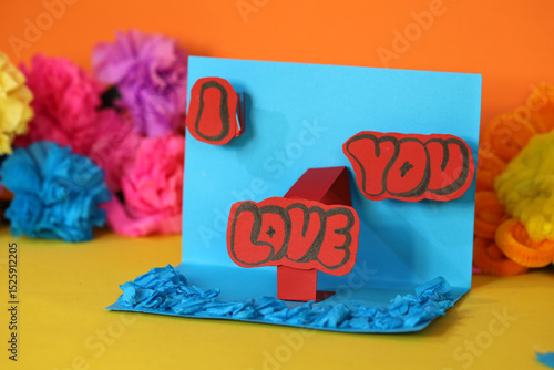 Beautiful, handmade 3D card with the inscription 