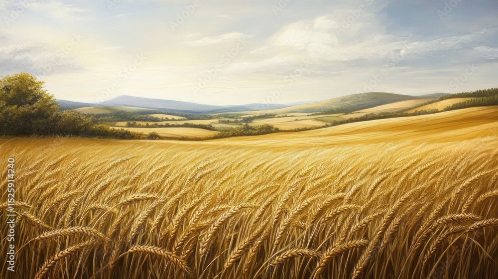 Obraz premium Golden Wheat Fields Under a Summer Sky