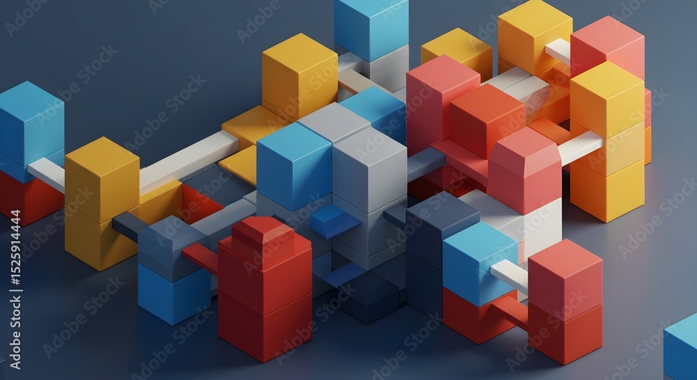 Abstract Composition of Interlocking 3D Cubes Abstract Composition of Interlocking 3D Cubes