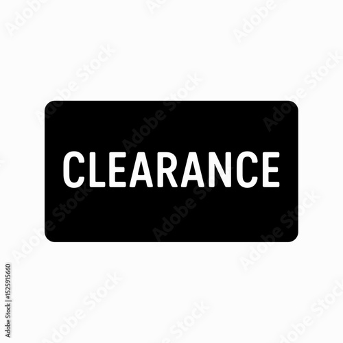 Solid black clearance label icon in flat vector style