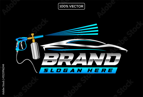auto detailing car wash logo vector illustration template stock