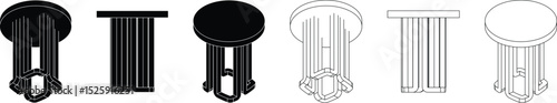 round table 3d vector silhouette