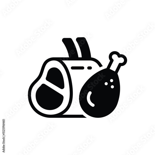 Black solid icon for meat