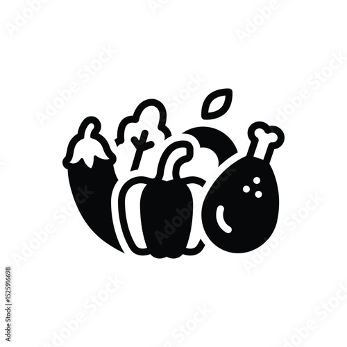 Black solid icon for raw