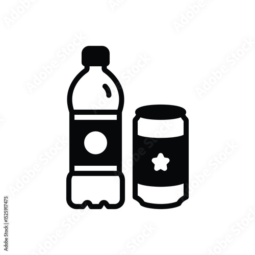 Black solid icon for cold drink