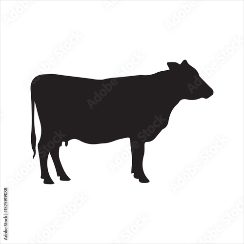 Cow silhouette vector icon - Dairy or beef cattle illustration isolated on white background