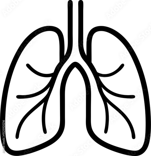 Lung human icon, respiratory system healthy lungs anatomy flat medical organ icon