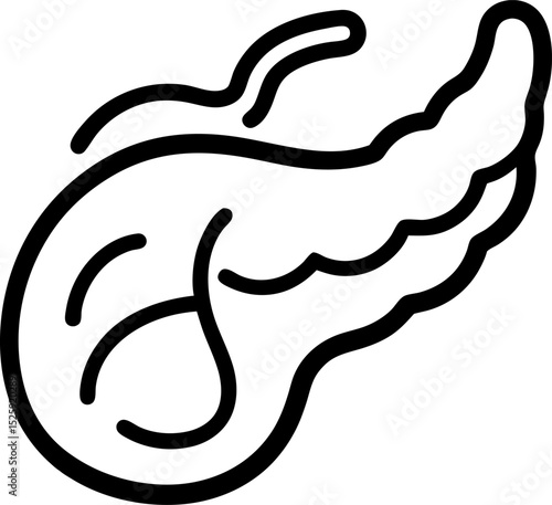Line Art Human Stomach and Pancreas Icon, Medical Illustration