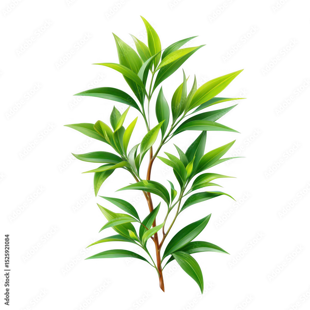 Obraz premium Lush Green Tropical Plant Branch with Vibrant Leaves Perfect for Nature Designs