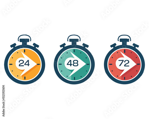 24 48 and 72 hours clock arrow vector work time Time Tracking and Management Infographic
