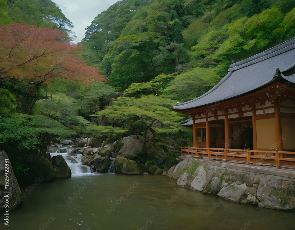 Fototapeta premium Kyoto, Japan, is a travel destination. Tourism exploration. A natural background. natural landscape wallpaper, Japanese garden in Japan