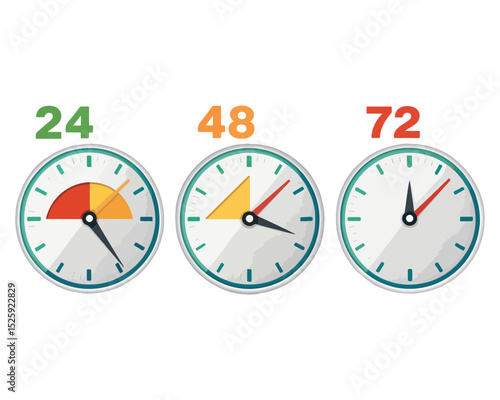 24 48 and 72 hours clock arrow vector work time Time Tracking and Management Infographic
