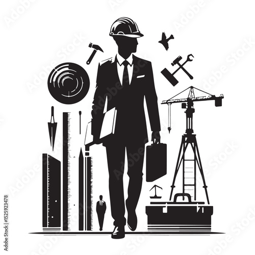 Engineer and Construction Industry Tools Silhouette