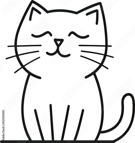 A cute line-drawn cat with a happy expression.