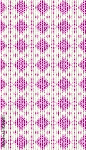Pink - Purple Geometric Woven Texture Pattern, Showcasing Retro Ethnic Style & Fashionable Decorative Style, for Textile Fabrics, Wallpaper Design, Packaging Decoration, Cultural & Creative Products