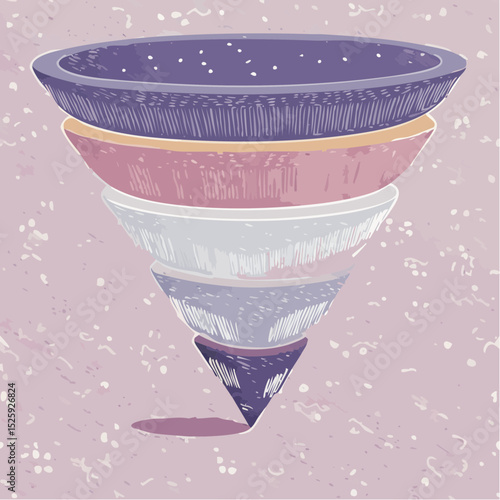 A simple vector of a multilevel funnel chart in vivid colors, narrowing from top to bottom.