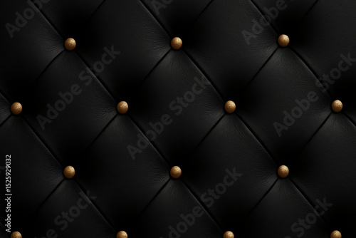The background of the luxury sofa pattern is made of black leather with the addition of neatly sewn gold beads. The background image is created using generative AI.