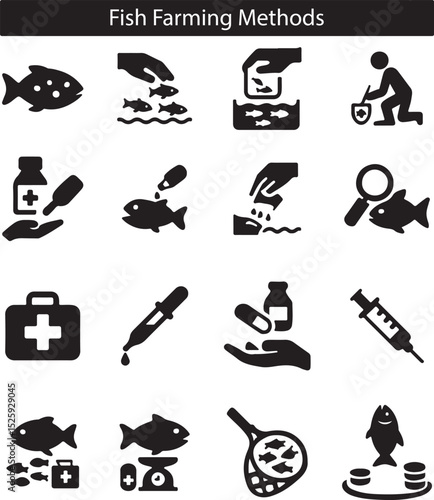 Fish Farming Methods Icons