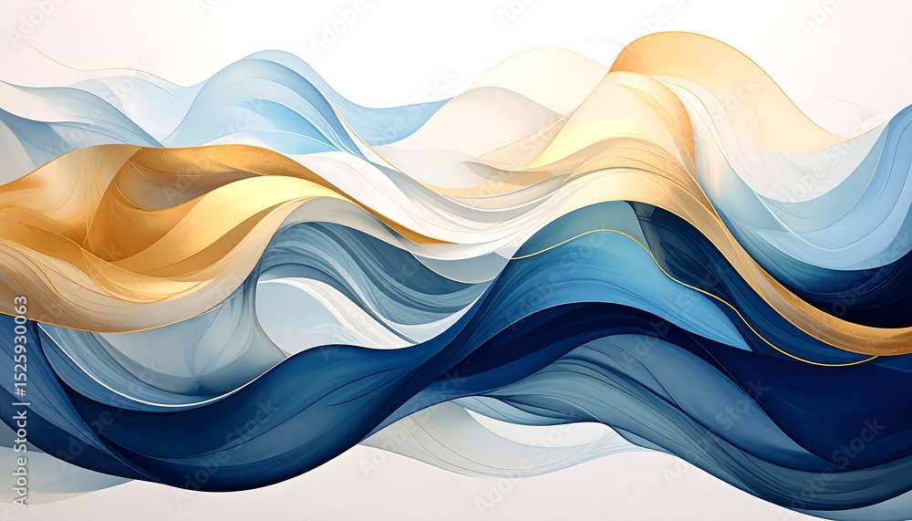 Obraz premium Abstract flowing waves of gold and blue