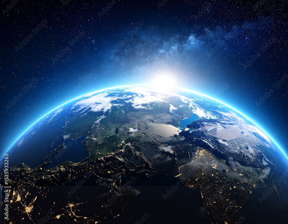 Obraz premium Earth from space, sunrise