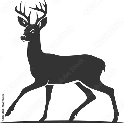 Black roe deer wild animal vector drawing silhouette
