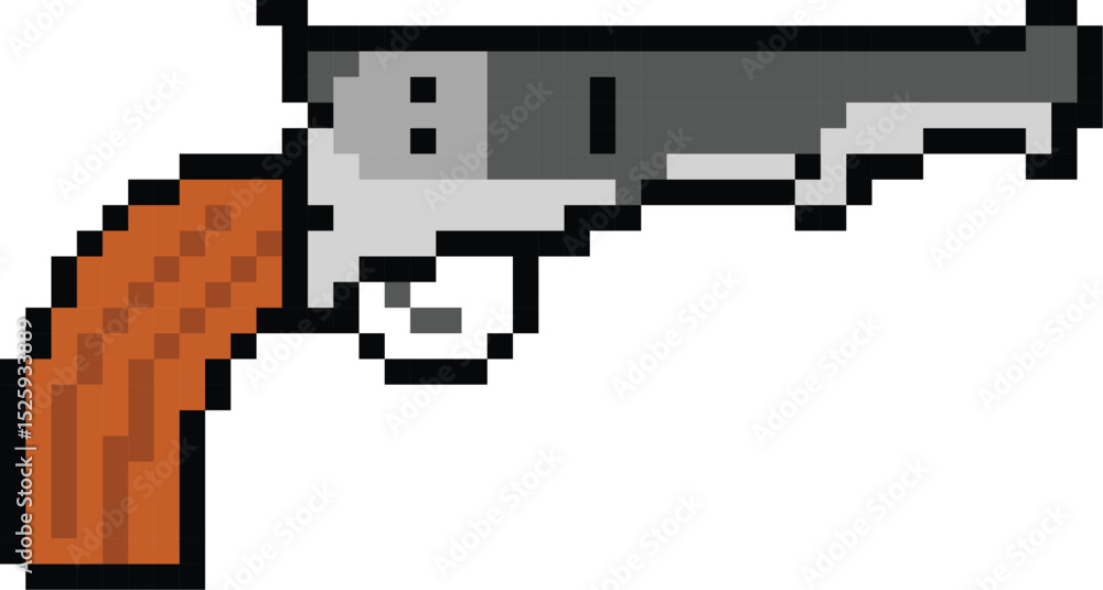Pixel art pistol gun graphic object Pixel art pistol gun graphic object