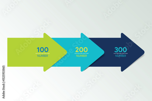 Three step arrow template for presentation. 3 steps options, elements, infographic.