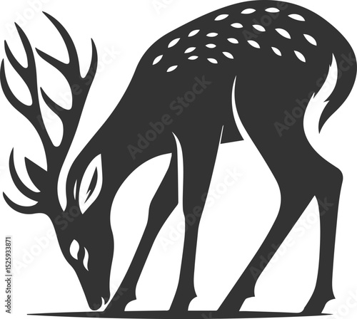 Black roe deer wild animal vector drawing silhouette