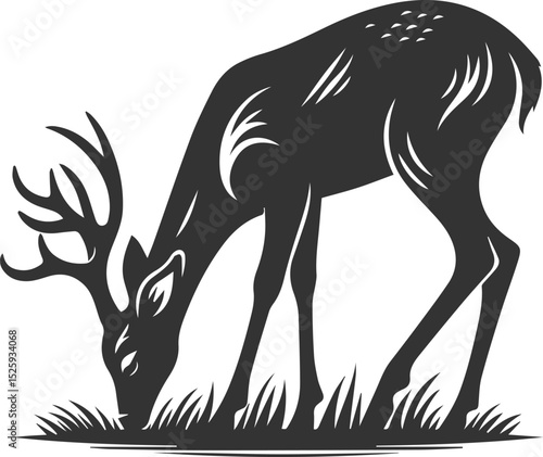 Black roe deer wild animal vector drawing silhouette