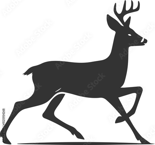 Black roe deer wild animal vector drawing silhouette
